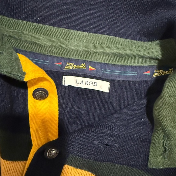 SIGNE INCOGNITO Preppy Wool Blend Striped Rugby Polo Sweater - Picture 4 of 5